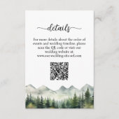Mountains Pines QR Code Wedding Details Informatiekaartje (Voorkant)