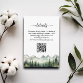 Mountains Pines QR Code Wedding Details Informatiekaartje