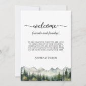 Mountains Pines Wedding Bag Letter & Timeline Card Kaart (Voorkant)