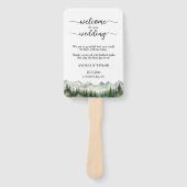 Mountains Pines Wedding Program Ceremony Handwaaier (Voorkant)