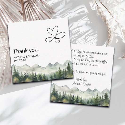 Mountains Pines Wedding Thank You Card Note Notitiekaartje