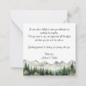 Mountains Pines Wedding Thank You Card Note Notitiekaartje (Achterkant)