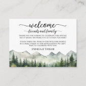 Mountains Pines Welcome Gift Bag Basket Place Card Informatiekaartje (Voorkant)