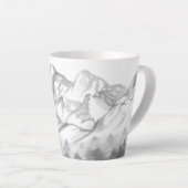 Mountains Sketched in Pencil on Latte Mug Mok (Rechterhoek)