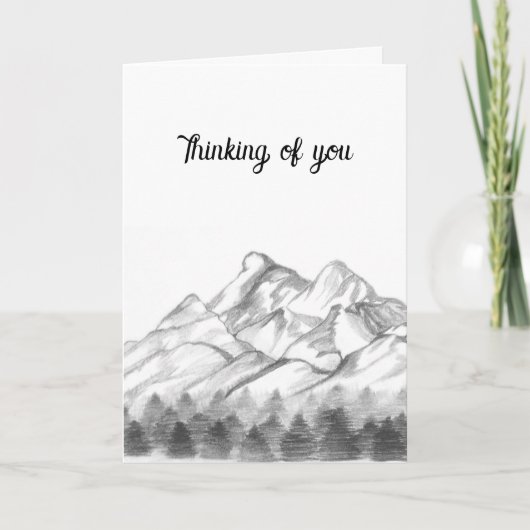 Mountains Sketched in Pencil on Note Card Kaart (Voorkant)