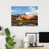 Mountains & Sky in Badlands N.P. — Realisme Poster (Thuiskantoor)