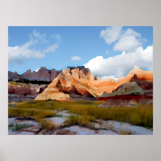 Mountains & Sky in Badlands N.P. — Realisme Poster (Voorkant)
