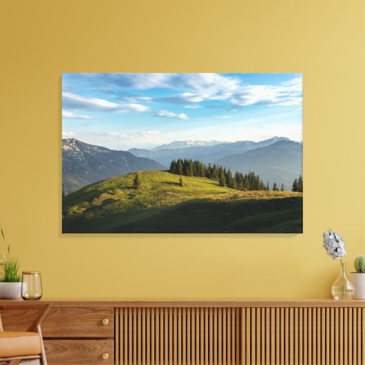 Mountains Spitzingsee Lake, Swiss Alps Canvas Afdruk (Insitu (Woonkamer))