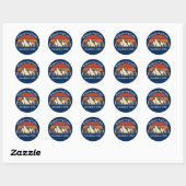 Mountains Sunset Bossen Custom Blue Company Name Ronde Sticker (Vel)