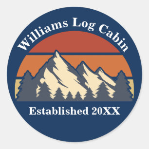 Mountains Sunset Bossen Custom Blue Company Name Ronde Sticker