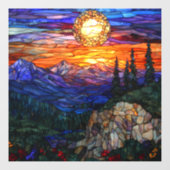 Mountains Sunset Glas in lood Window Cling Raamsticker (Vel)