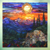 Mountains Sunset Glas in lood Window Cling Raamsticker (Vel 3)