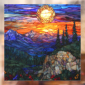 Mountains Sunset Glas in lood Window Cling Raamsticker (Vel 2)