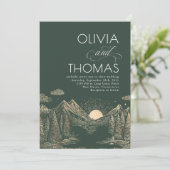 Mountains Sunset Nature Wedding Elegant Kaart (Staand voorkant)