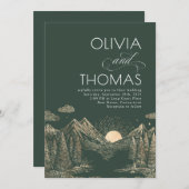 Mountains Sunset Nature Wedding Elegant Kaart (Voorkant / Achterkant)