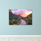 Mountains | The Watchman Zion Nathional Park Utah Canvas Afdruk (Insitu (Houten vloer))