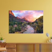 Mountains | The Watchman Zion Nathional Park Utah Canvas Afdruk (Insitu (Woonkamer))