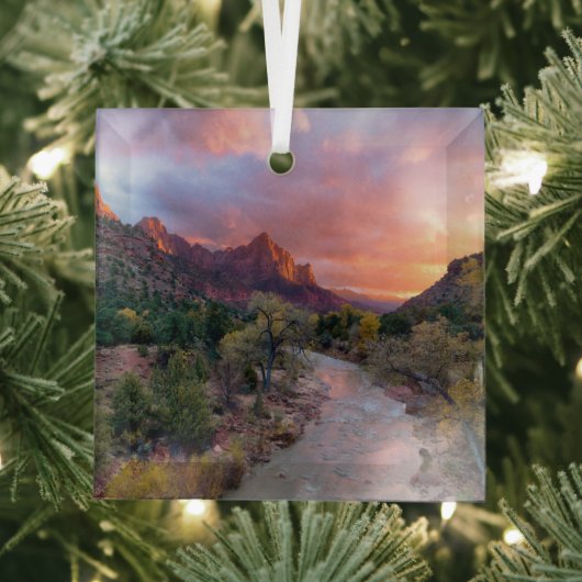 Mountains | The Watchman Zion Nathional Park Utah Glas Ornament (Insitu)