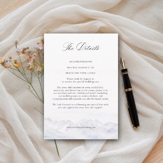 Mountains Wildflower Meadow Floral Wedding Details Informatiekaartje