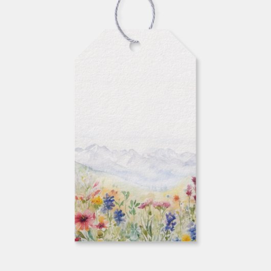 Mountains Wildflowers Meadow Whimsical Wedding Cadeaulabel (Achterkant)