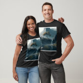 Mountains With Waterfalls And Tress Wall Art Graph T-shirt (Unisex)