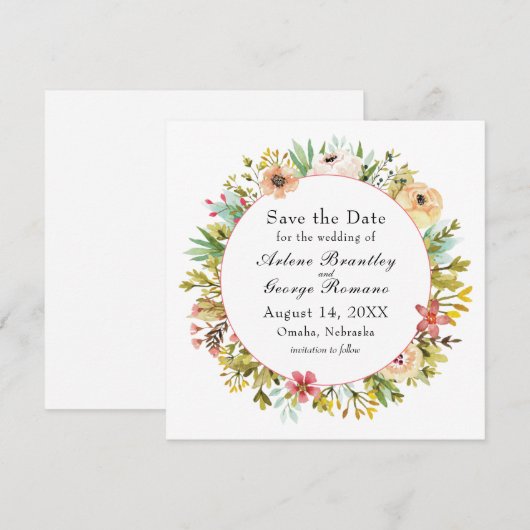 Mountainside Wildflower Waterverf Bruiloft Save The Date (Voorkant / Achterkant)