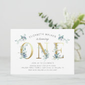 mountainzomer florale eerste verjaardag uitnodigin (Staand voorkant)