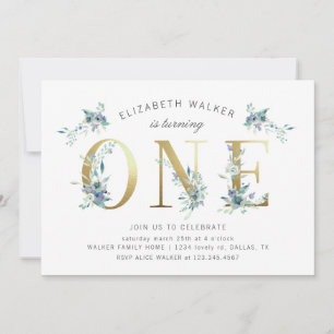 mountainzomer florale eerste verjaardag uitnodigin