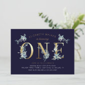 mountainzomer florale eerste verjaardag uitnodigin (Staand voorkant)