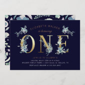 mountainzomer florale eerste verjaardag uitnodigin (Voorkant / Achterkant)