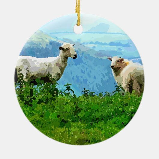 MOUNTAIRE SCHAPEN KERAMISCH ORNAMENT (Achterkant)