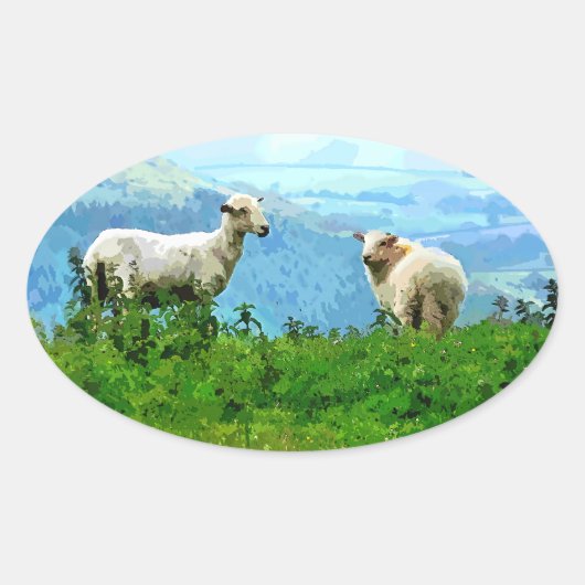 MOUNTAIRE SCHAPEN OVALE STICKER (Voorkant)