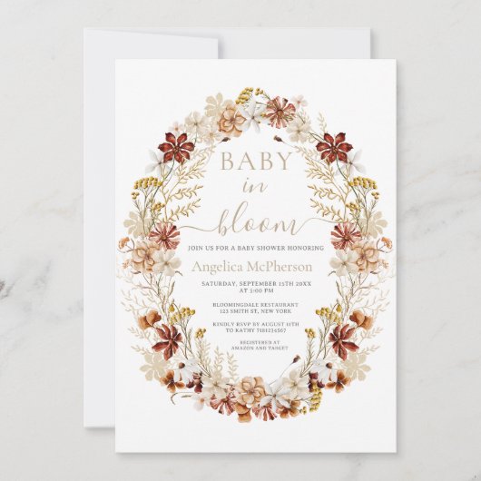 Mountbatten Roze Wilde Bloemen Krans Baby in Bloom Kaart (Voorkant)