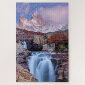 Mounte Fitzroy Sunset Mountain Waterfall Argentina Legpuzzel (Verticaal)