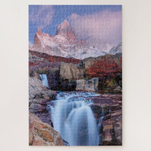 Mounte Fitzroy Sunset Mountain Waterfall Argentina Legpuzzel