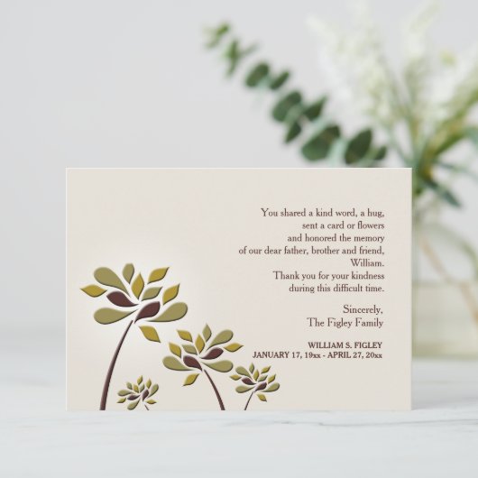 Mourant sympathie Hartelijk dank Bedankkaart (Staand voorkant)