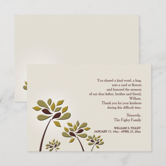 Mourant sympathie Hartelijk dank Bedankkaart (Voorkant / Achterkant)