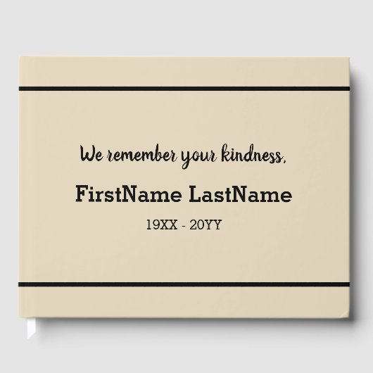 Mournful and Gepersonaliseerd Funeral Guestbook Gastenboek (Voorkant)