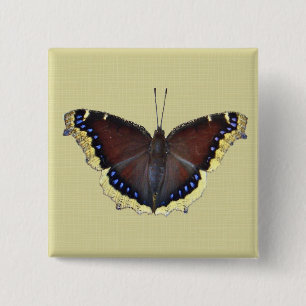 Mourning Cloak Butterfly - Nymphalis antiopa Vierkante Button 5,1 Cm