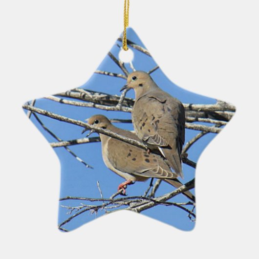 Mourning Dove Bird Pair Keramisch Ornament (Voorkant)