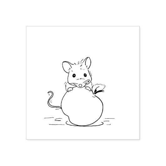Mouse and apple stamp rubberstempel (Afrduk)