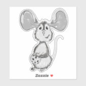 Mouse and Cookie Black and White Sticker (Vel)