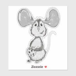 Mouse and Cookie Black and White Sticker