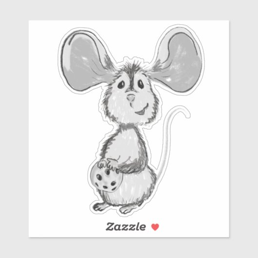 Mouse and Cookie Black and White Sticker (Vel)