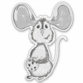 Mouse and Cookie Black and White Sticker (Voorkant)