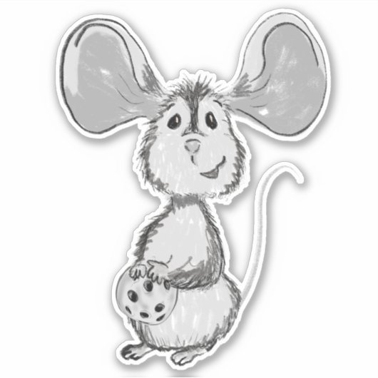 Mouse and Cookie Black and White Sticker (Voorkant)