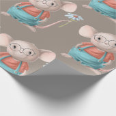 Mouse Animal Cartoon Glasses Birthday Cadeaupapier (Hoek)