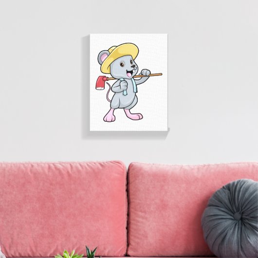 Mouse as Farmer with Axe & Hat Canvas Afdruk (Insitu (Woonkamer))