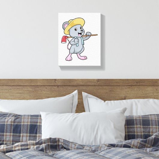 Mouse as Farmer with Axe & Hat Canvas Afdruk (Insitu (Slaapkamer))