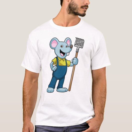 Mouse as Farmer with Rake T-shirt (Voorkant)